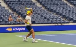 Rafael Nadal toils it hard at the Arthur Ashe Stadium ahead of the US Open 2022