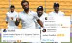 'Champion stuff' - Jaydev Unadkat causes havoc with hat-trick in his first over vs Delhi in Ranji Trophy