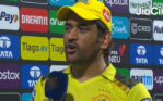 MS Dhoni at the post-match presentation