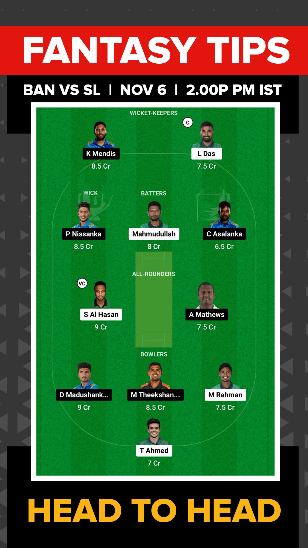 BAN vs SL Dream11