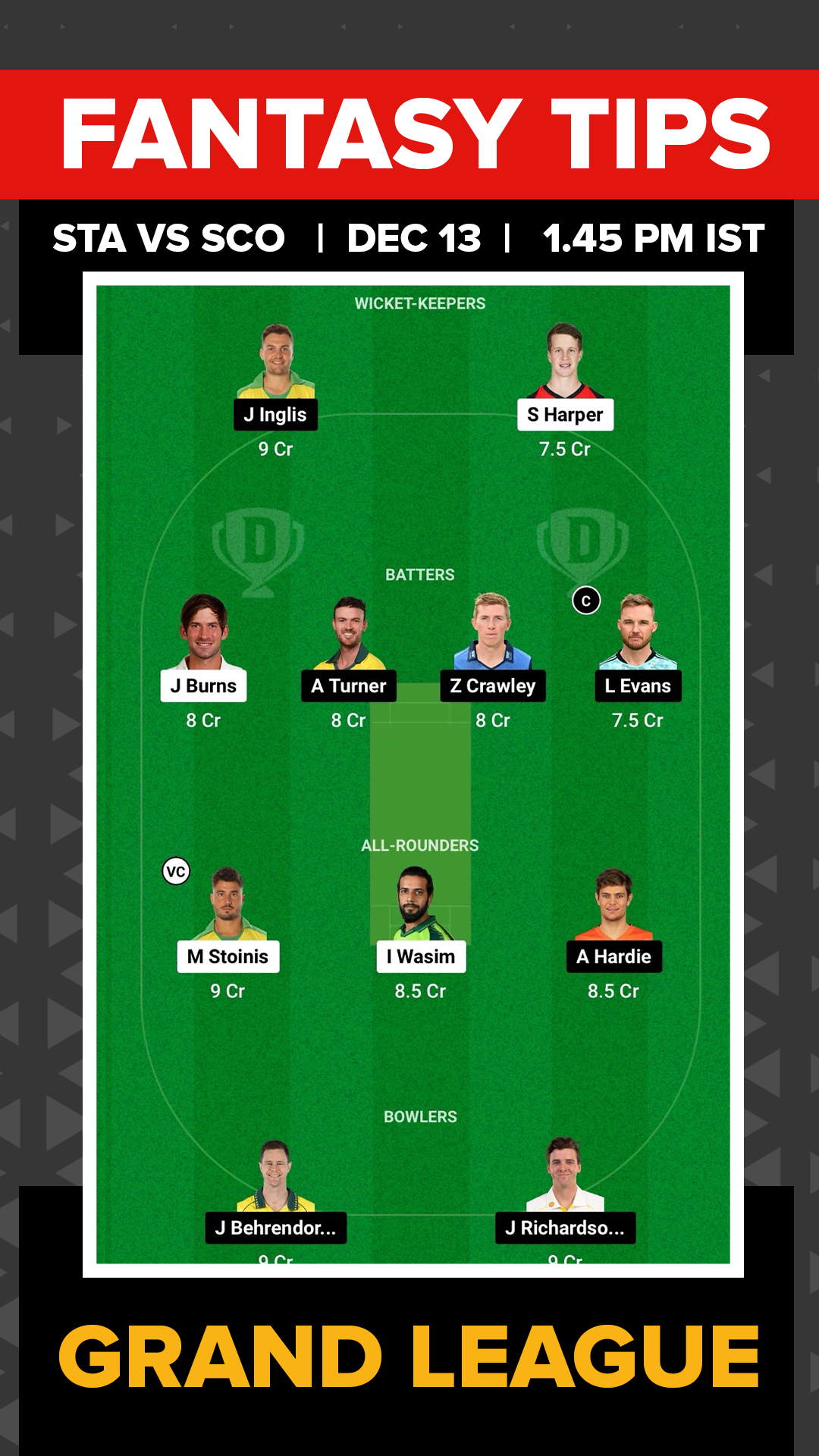 STA vs SCO Dream11