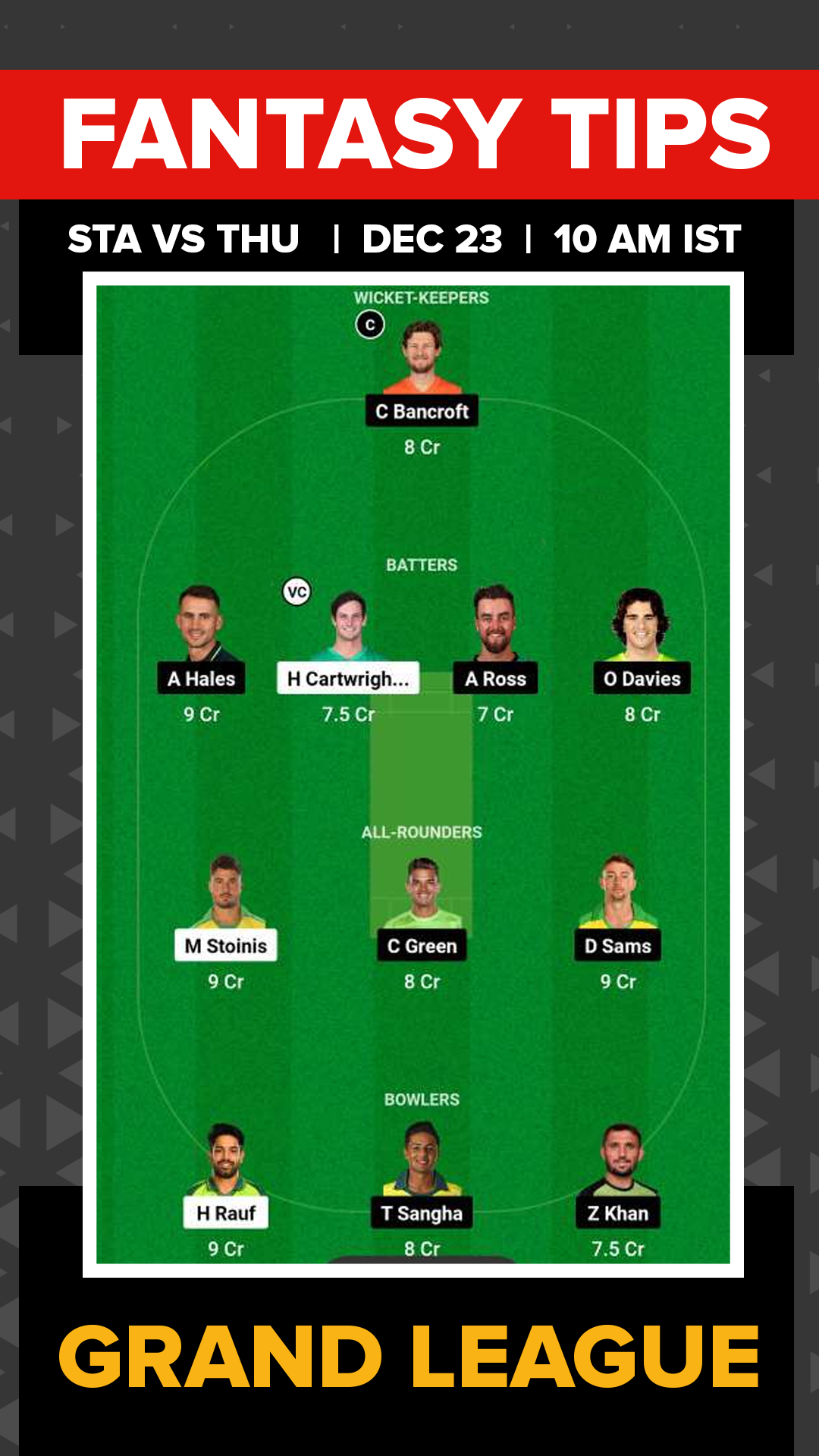 STA vs THU Dream11