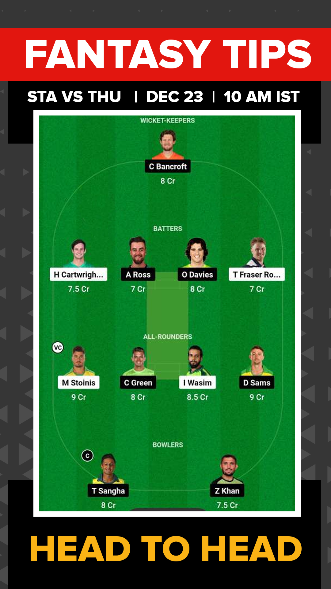 STA vs THU Dream11
