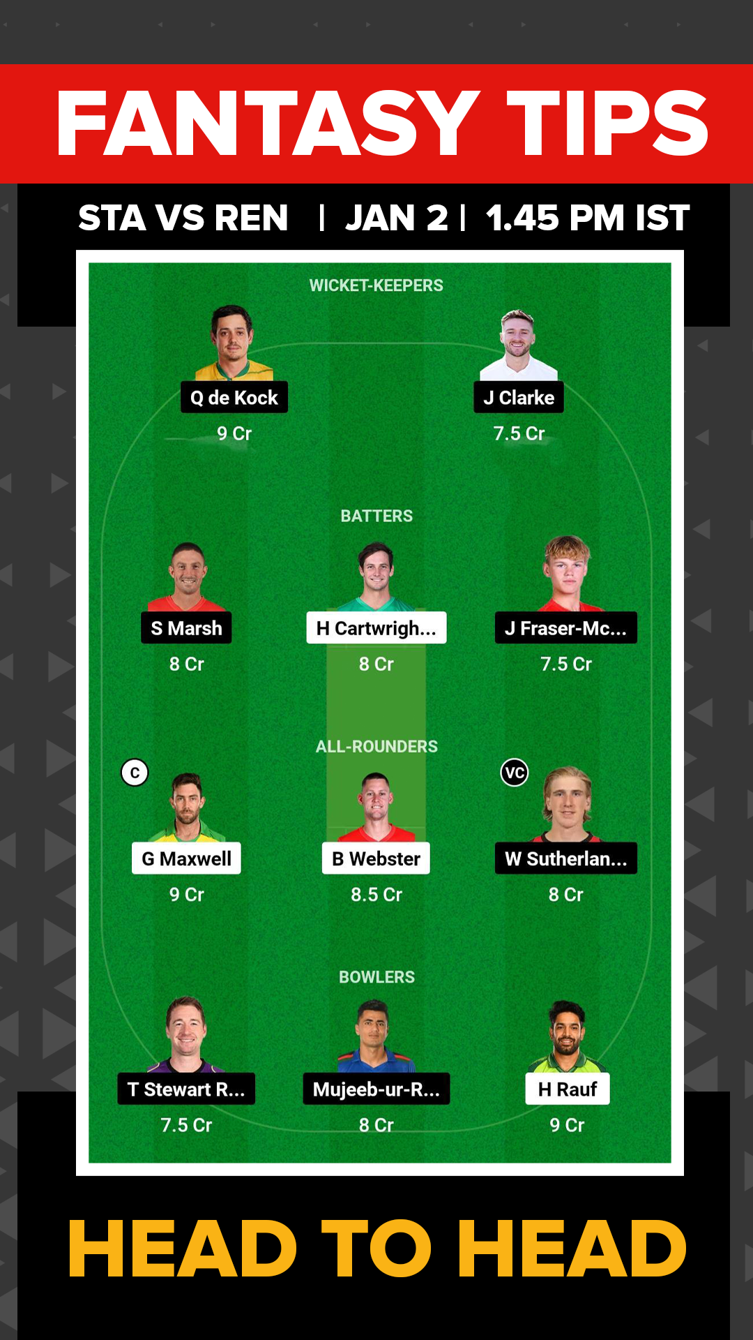 STA vs REN Dream11