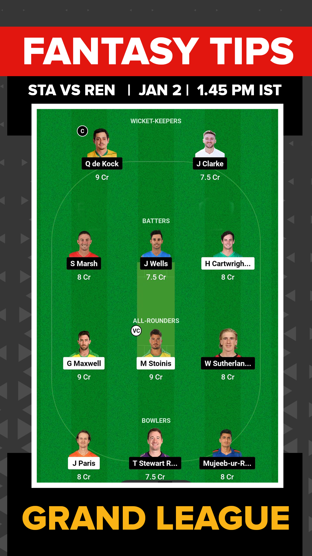 STA vs REN Dream11