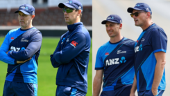 New Zealand's coaches during a practice session.