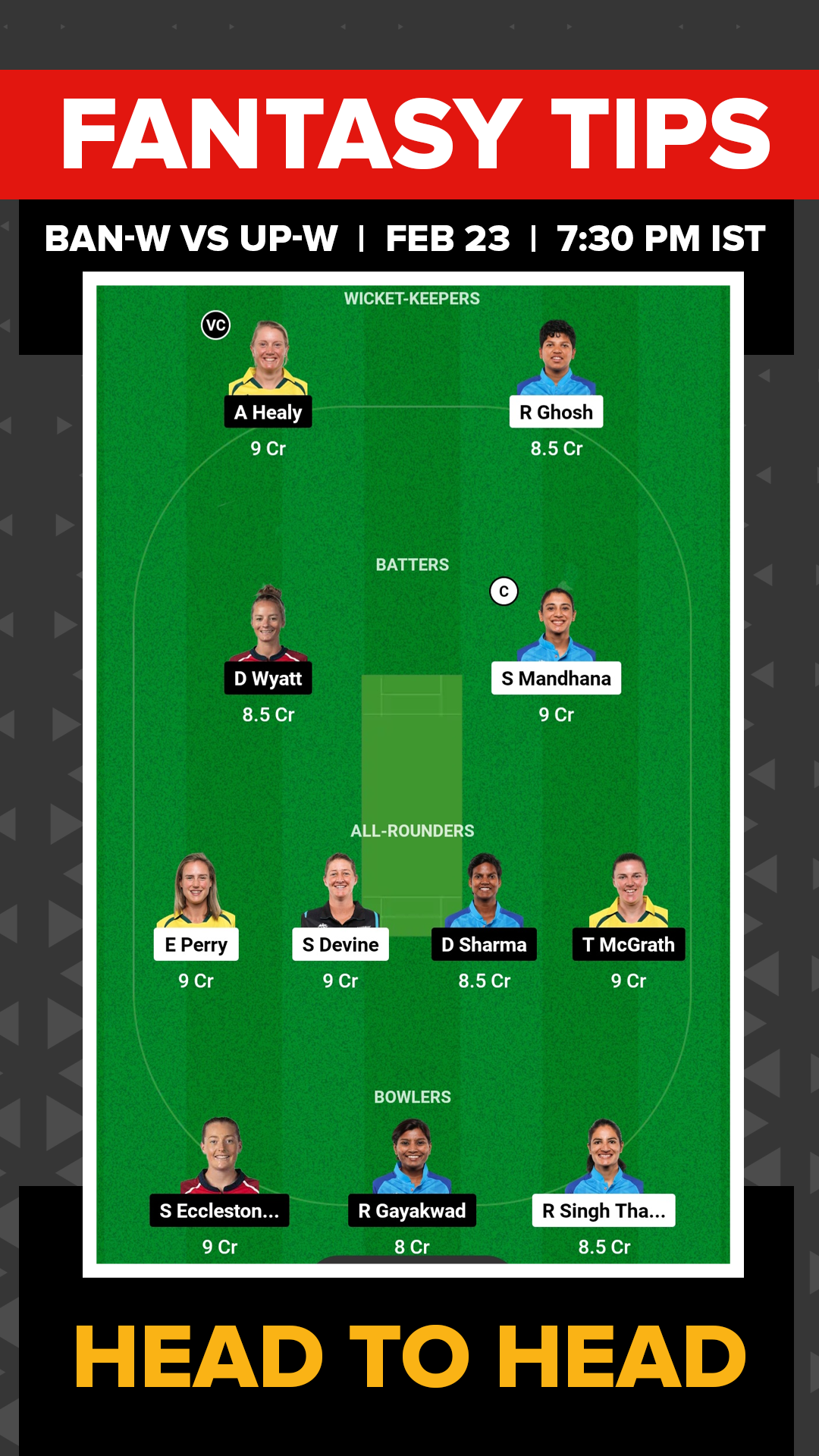 BAN-W vs UP-W Dream 11